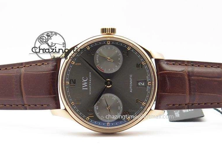 MIROTIME 0410 Unisex Portuguese Real PR RG IW500702 ZF 1:1 Best Edition On Brown Leather Strap A52010 V 7303